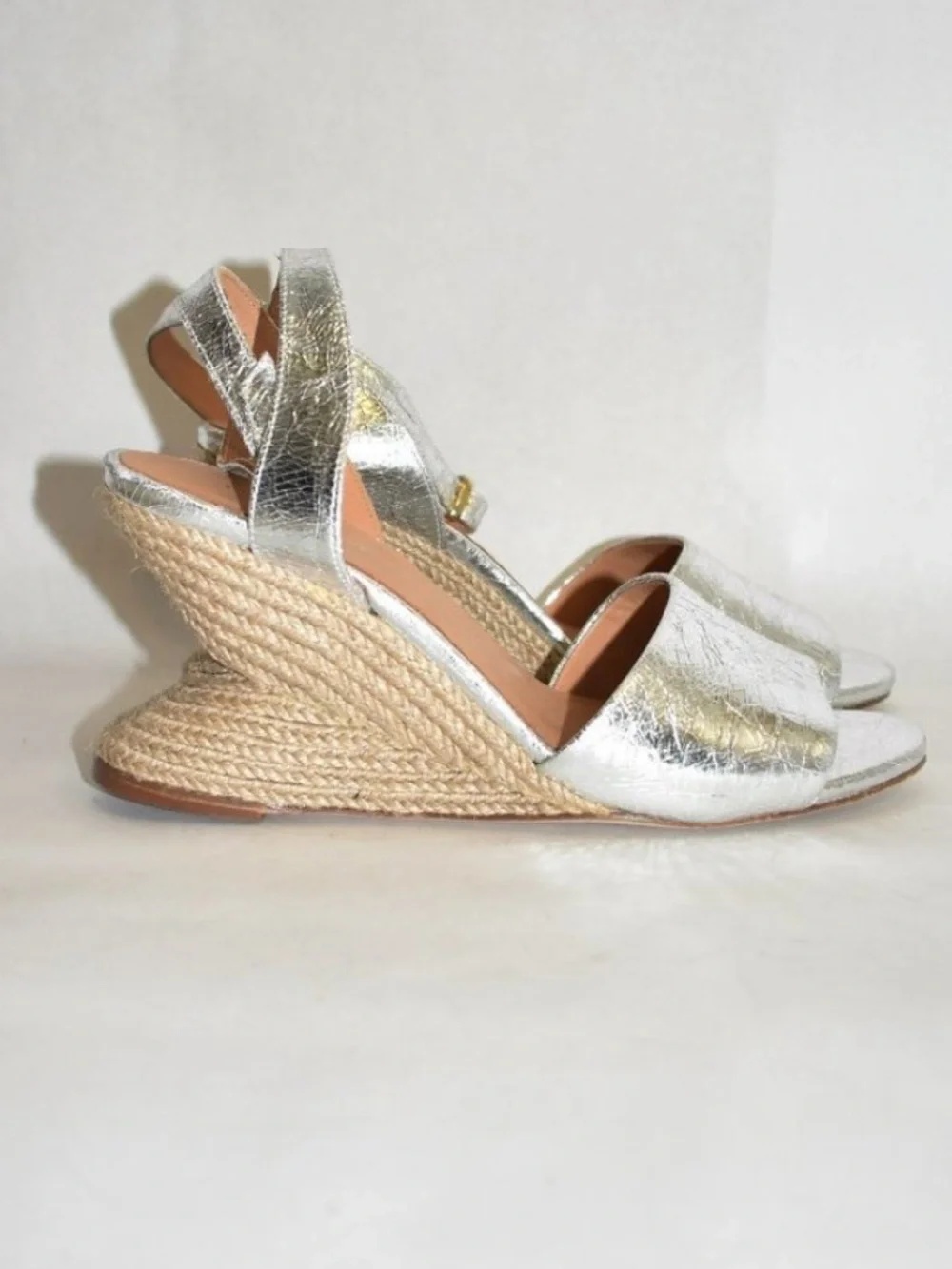 Paloma Barceló Metallic Silver Espadrille Wedge Sandals - Picture 5 of 5